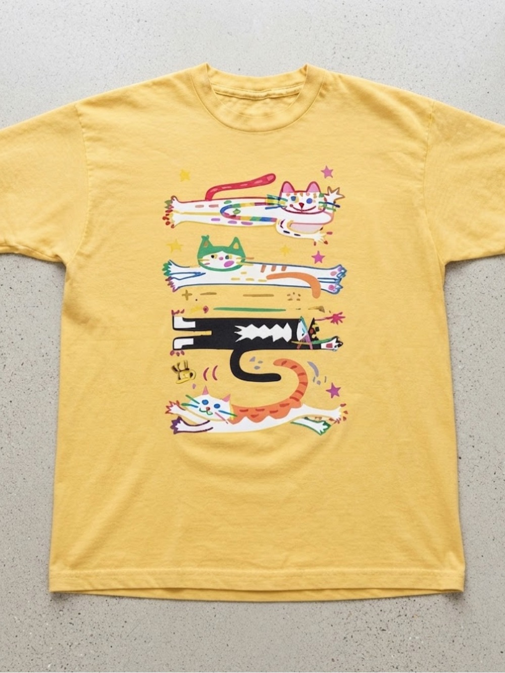 Fun Multi Cat Graphic Print Casual Crewneck Gildan T-Shirt